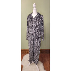 Juicy Couture 3 PC Grey Leopard Cheetah Soft Pajamas Sleepwear Set S SMALL